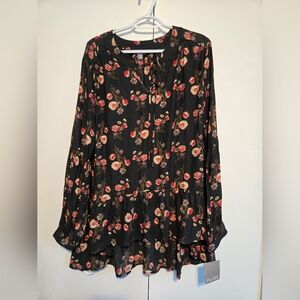 Falls‎ Creek Floral Black Blouse